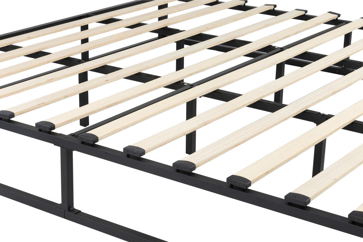 METALLBETT 180/200 cm,  in Naturfarben, Schwarz  - Schwarz/Naturfarben, Basics, Holz/Metall (180/200cm) - Boxxx