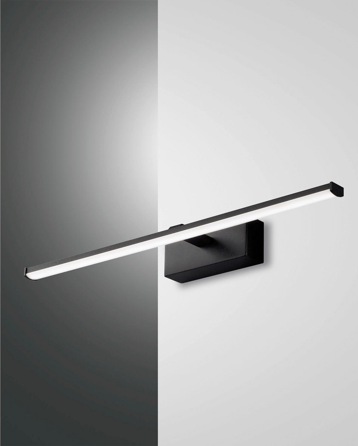 BADEZIMMER-WANDLEUCHTE Nala 50/9,5/5,5 cm   - Schwarz, Basics, Kunststoff/Metall (50/9,5/5,5cm) - Fabas Luce
