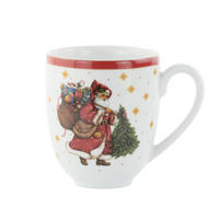 KAFFEEBECHER  400 ml   - Rot/Weiß, KONVENTIONELL, Keramik - X-Mas