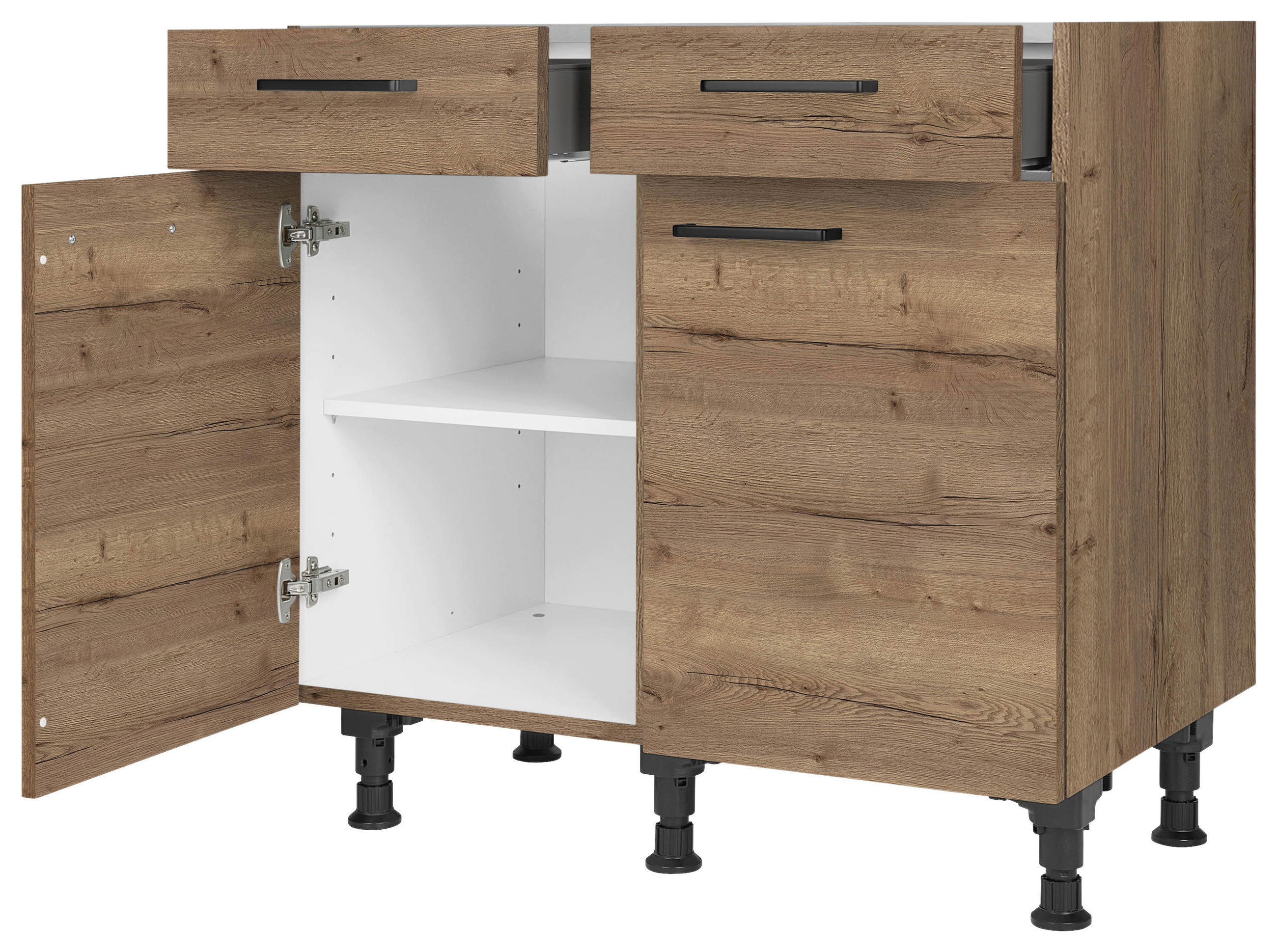 SCHUBKASTENUNTERSCHRANK 90/87/56 cm in Eiche dunkel - Eiche dunkel/Schwarz, MODERN, Holzwerkstoff/Metall (90/87/56cm) - Nobilia