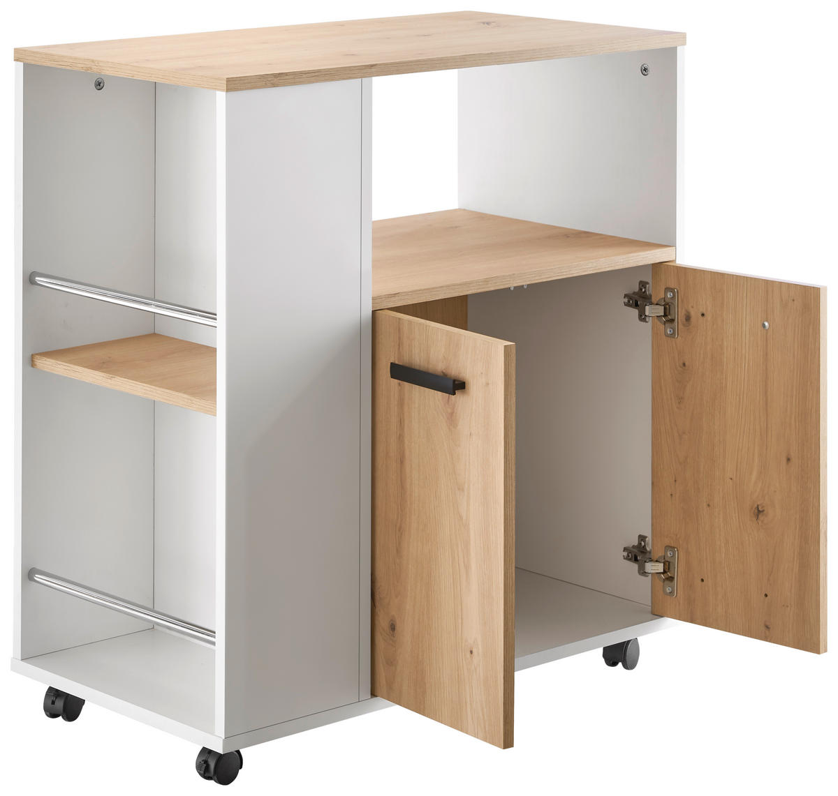 BARWAGEN in Weiß, Eiche Artisan  - Weiß/Eiche Artisan, Design, Holzwerkstoff/Kunststoff (75/79,5/40cm) - MID.YOU