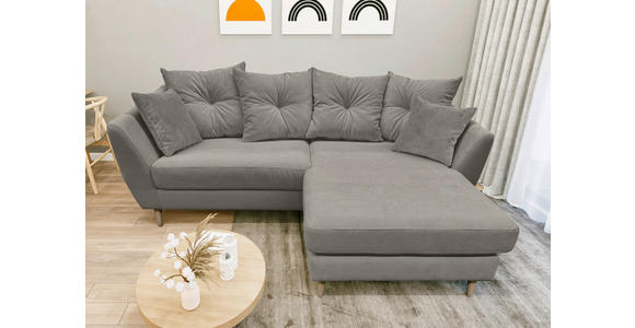ECKSOFA Grau Feincord  - Buchefarben/Grau, KONVENTIONELL, Holz/Textil (211/154cm) - Carryhome