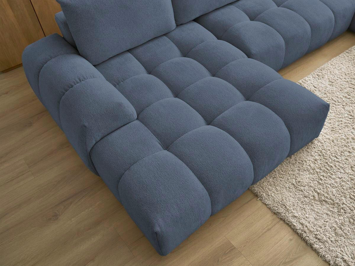 ECKSCHLAFSOFA EVEREST  mit Rücken echt, Armteil links, Armteil rechts Flachgewebe Dunkelblau  - Schwarz/Dunkelblau, MODERN, Kunststoff/Textil (198/423/212cm)