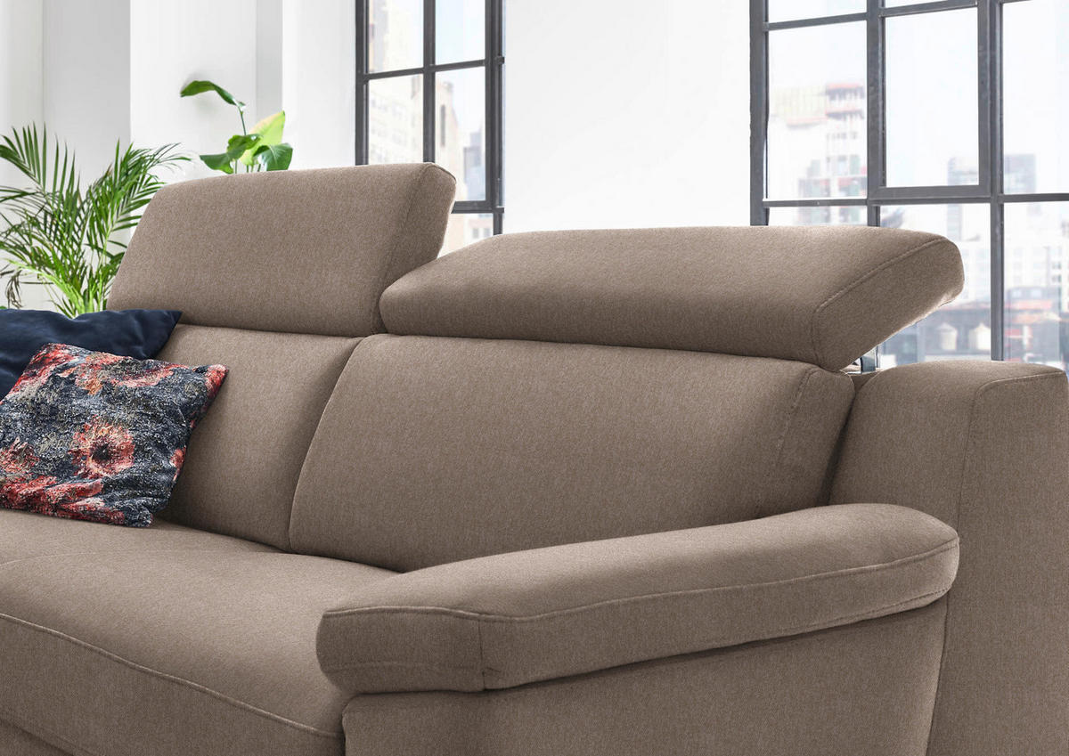 3-SITZER-SOFA in Chenille Hellbraun  - Hellbraun/Schwarz, Design, Textil/Metall (230/104/104cm) - Valdera