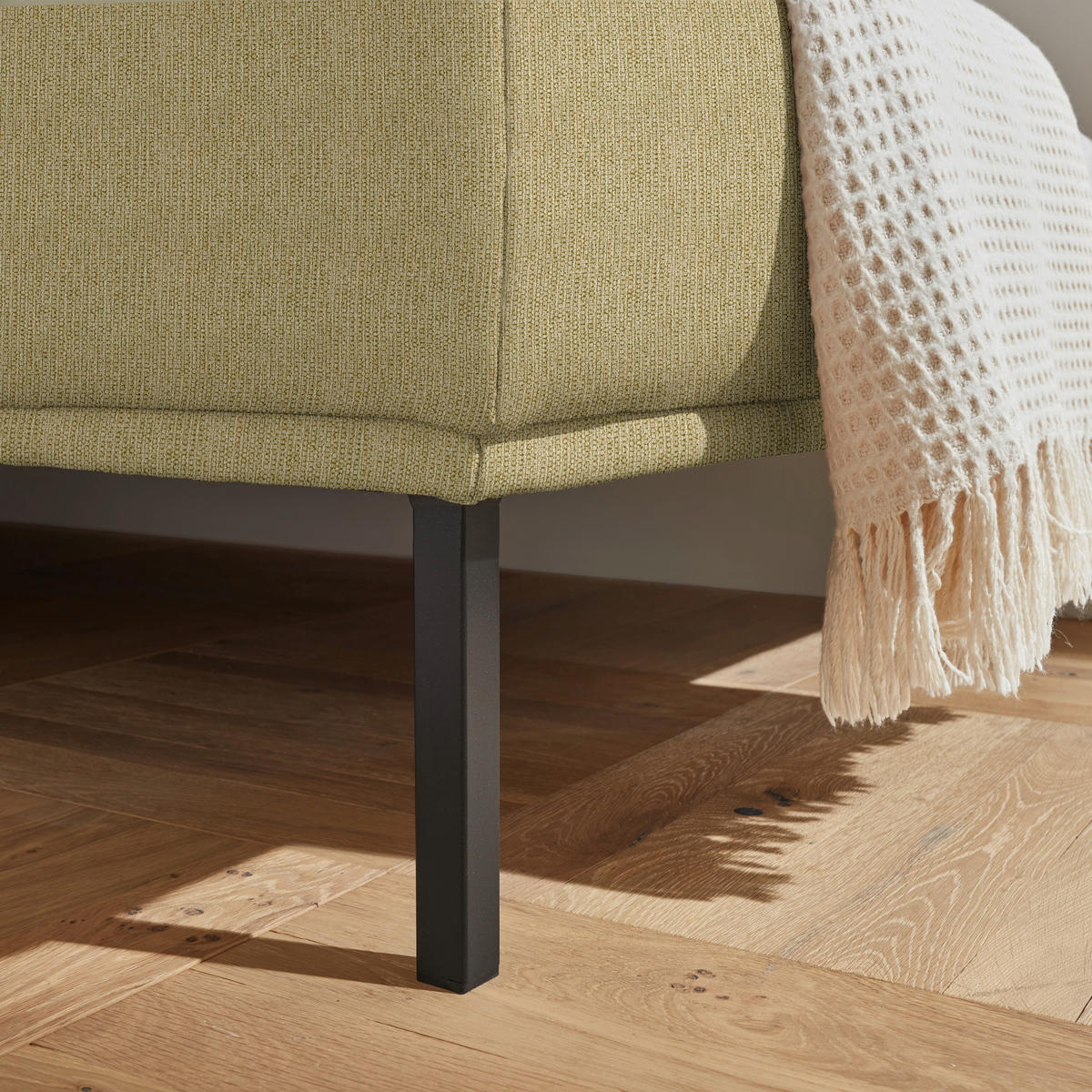 ECKSOFA  in Flachgewebe Grün, Goldfarben  308/270 cm  - Goldfarben/Schwarz, Design, Textil/Metall (308/270cm) - Pure Home Lifestyle