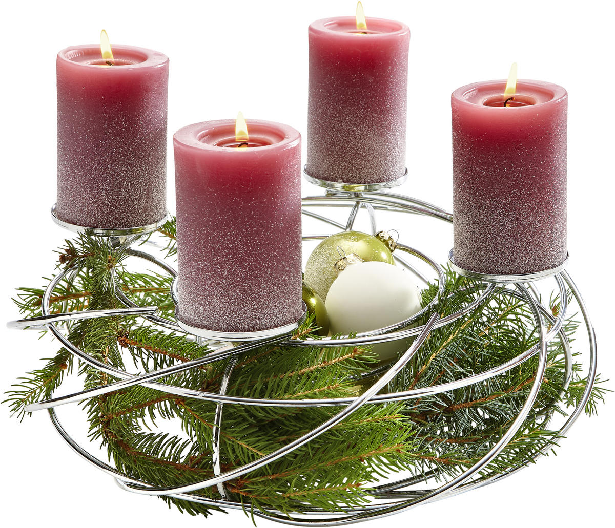 ADVENTSKRANZ Lifestyle  - Chromfarben, MODERN, Metall (35cm) - Justinus