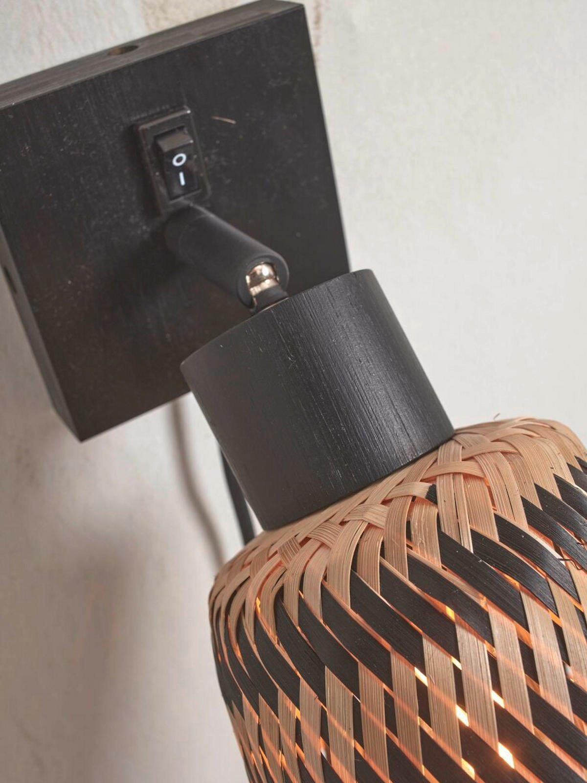 VÄGGLAMPA 15/15/22 cm   - svart/naturfärgad, Trend (15/15/22cm) - Good & Mojo
