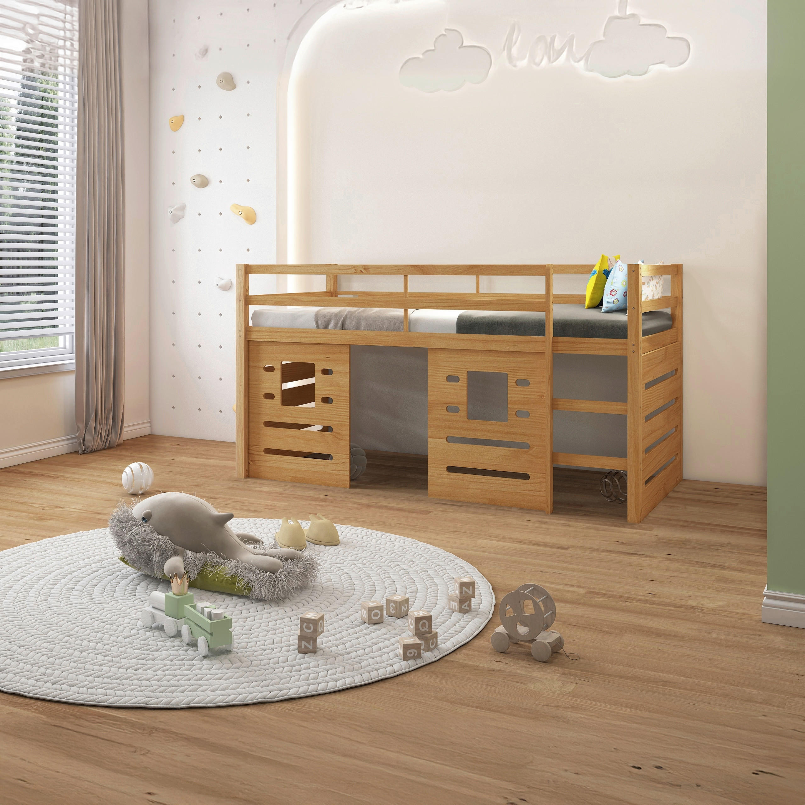 HOCHBETT 90/200 cm,  in Naturfarben, Leiter, Lattenrost  - Naturfarben, MODERN, Holz (90/200cm) - MID.YOU