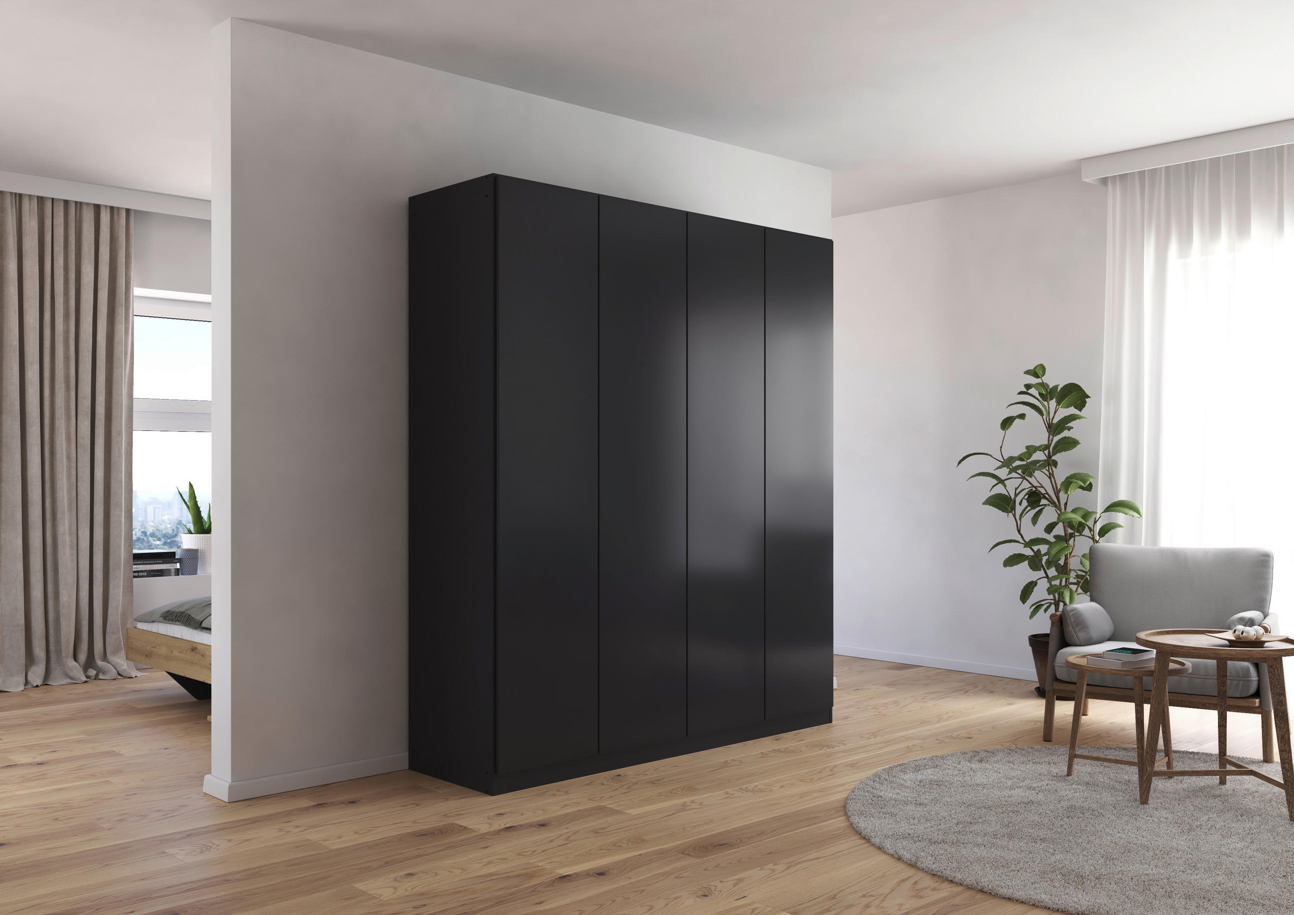FALTTÜRENSCHRANK in Dunkelgrau  - Dunkelgrau, Holzwerkstoff (181/210/54cm) - Boxxx