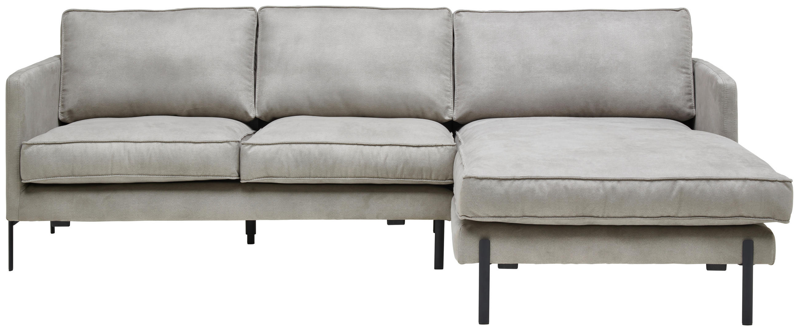 ECKSOFA in Flachgewebe Hellgrau  - Hellgrau/Schwarz, Trend, Textil/Metall (232/154cm) - Livetastic