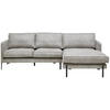 ECKSOFA in Flachgewebe Hellgrau  - Hellgrau/Schwarz, Trend, Textil/Metall (232/154cm) - Livetastic