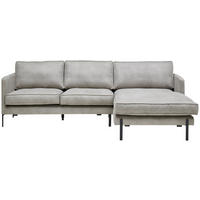 ECKSOFA in Flachgewebe Hellgrau  - Hellgrau/Schwarz, Trend, Textil/Metall (232/154cm) - Livetastic