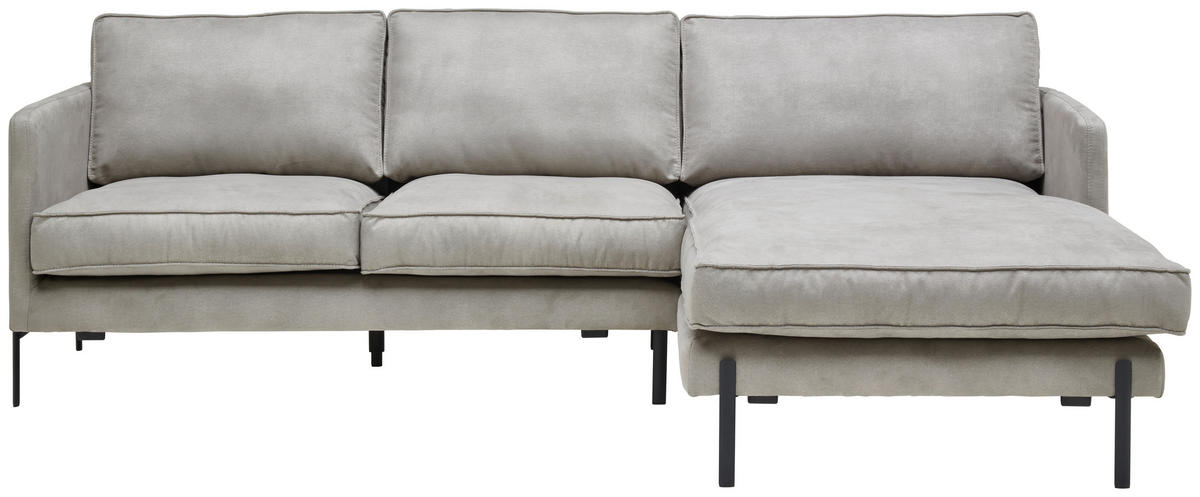 ECKSOFA in Flachgewebe Hellgrau  - Hellgrau/Schwarz, Trend, Textil/Metall (232/154cm) - Livetastic