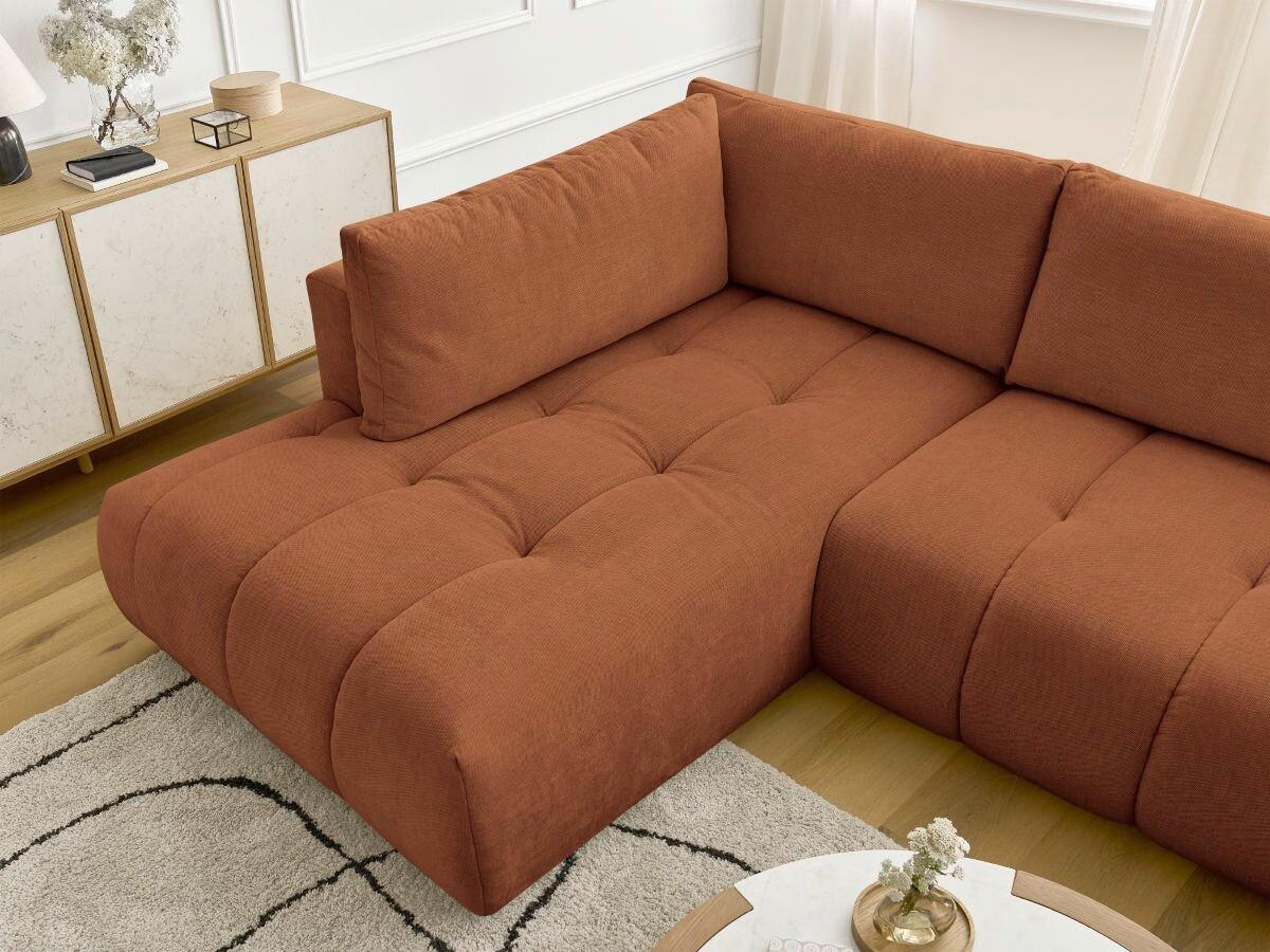 WOHNLANDSCHAFT  FUJI  Orange Leinenoptik  - Schwarz/Orange, MODERN, Kunststoff/Textil (204/377/160cm)