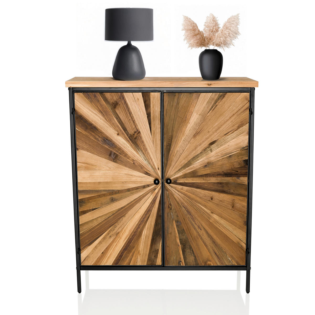 KOMMODE  in 80/94/34,5 cm  - Dunkelbraun/Schwarz, MODERN, Holz/Metall (80/94/34,5cm) - MID.YOU