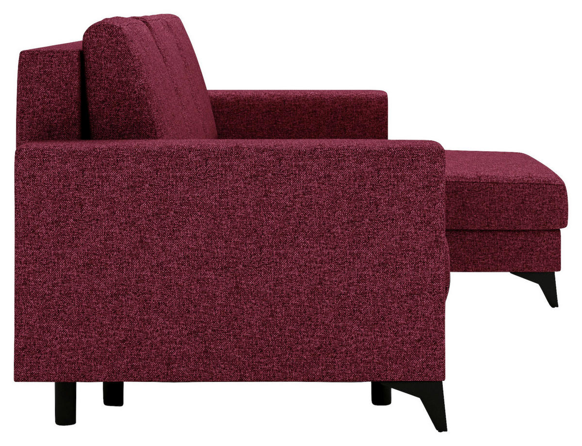 ECKSOFA in Flachgewebe Rot  - Rot/Schwarz, Design, Textil/Metall (244/156cm) - Livetastic