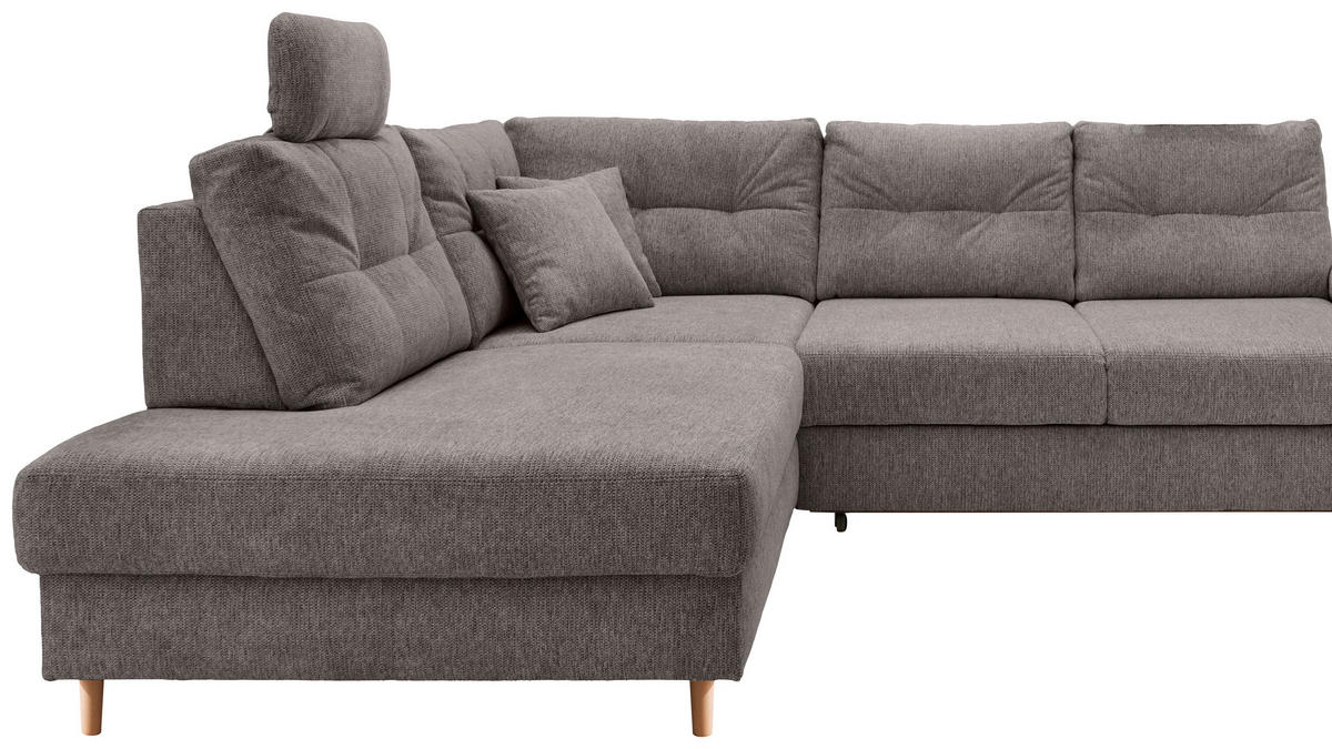 ECKSOFA in Chenille Graubraun  - Graubraun/Naturfarben, Modern, Holz/Textil (206/264cm) - Livetastic