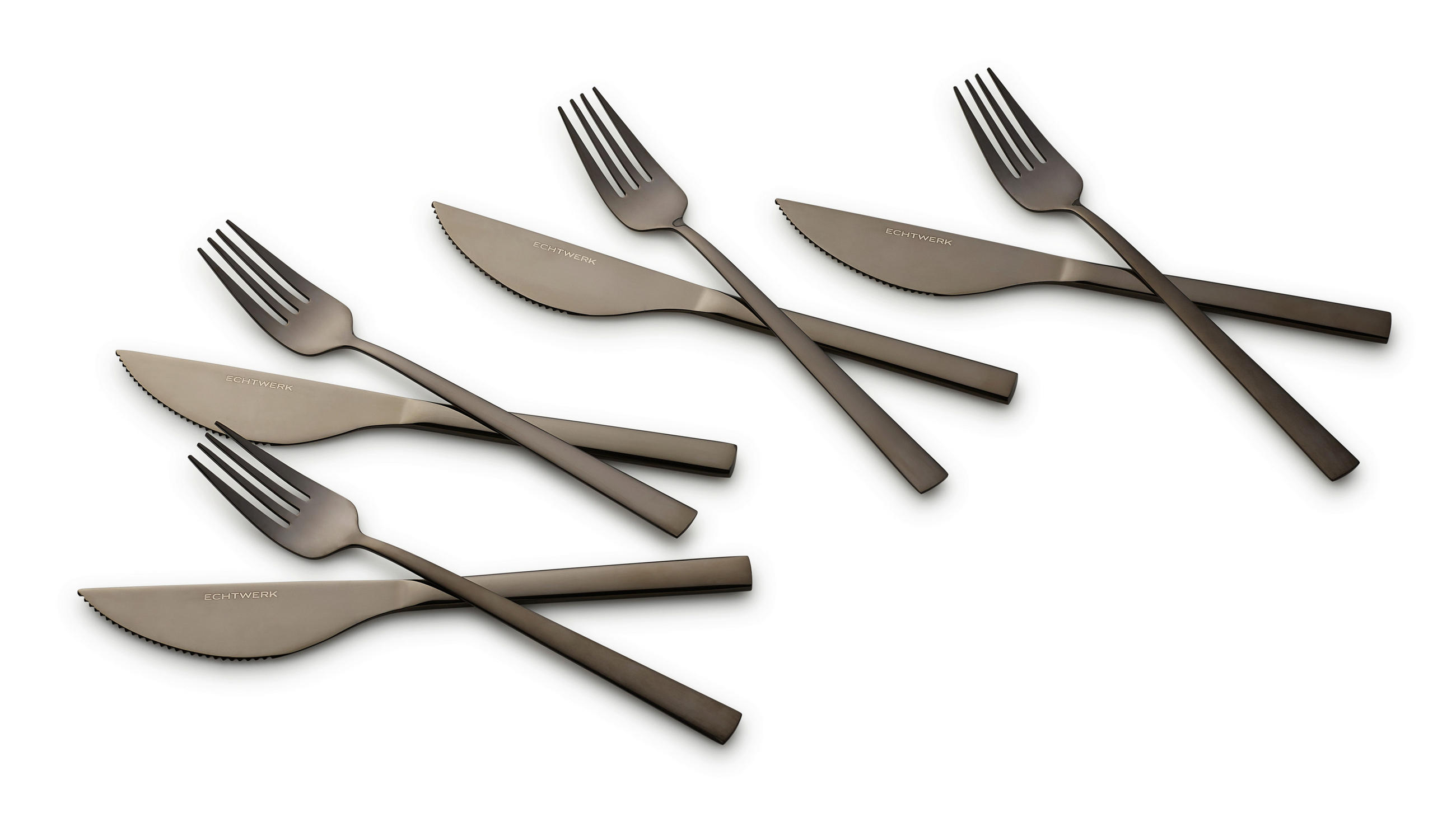 Pizzabesteck für 4 Personen Edelstahl  - Schwarz, Basics, Metall (23cm) - Echtwerk