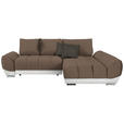 ECKSOFA in Weiß, Dunkelbraun, Hellbraun  - Hellbraun/Dunkelbraun, MODERN, Textil/Metall (290/192cm) - Carryhome