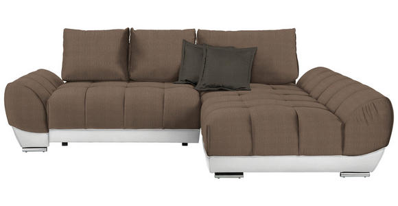 ECKSOFA in Weiß, Dunkelbraun, Hellbraun  - Hellbraun/Dunkelbraun, MODERN, Textil/Metall (290/192cm) - Carryhome