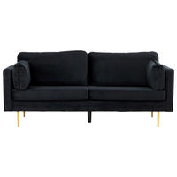 2-SITS SOFFA i metall, textil svart, guldfärgad  - svart/guldfärgad, Design, metall/textil (203/84/90cm) - Livetastic