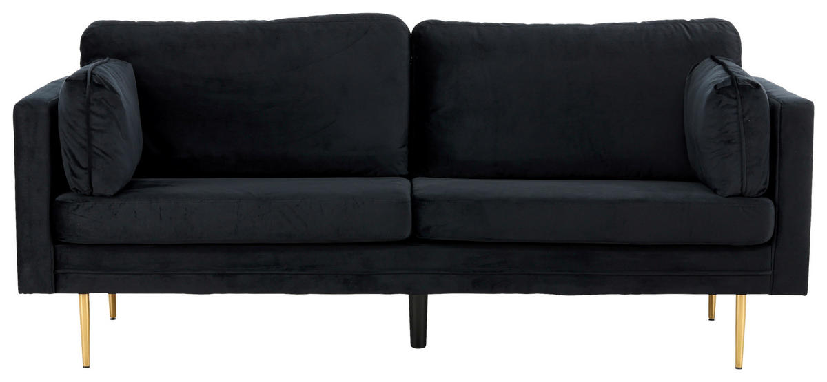 2-SITS SOFFA i metall, textil svart, guldfärgad  - svart/guldfärgad, Design, metall/textil (203/84/90cm) - Livetastic