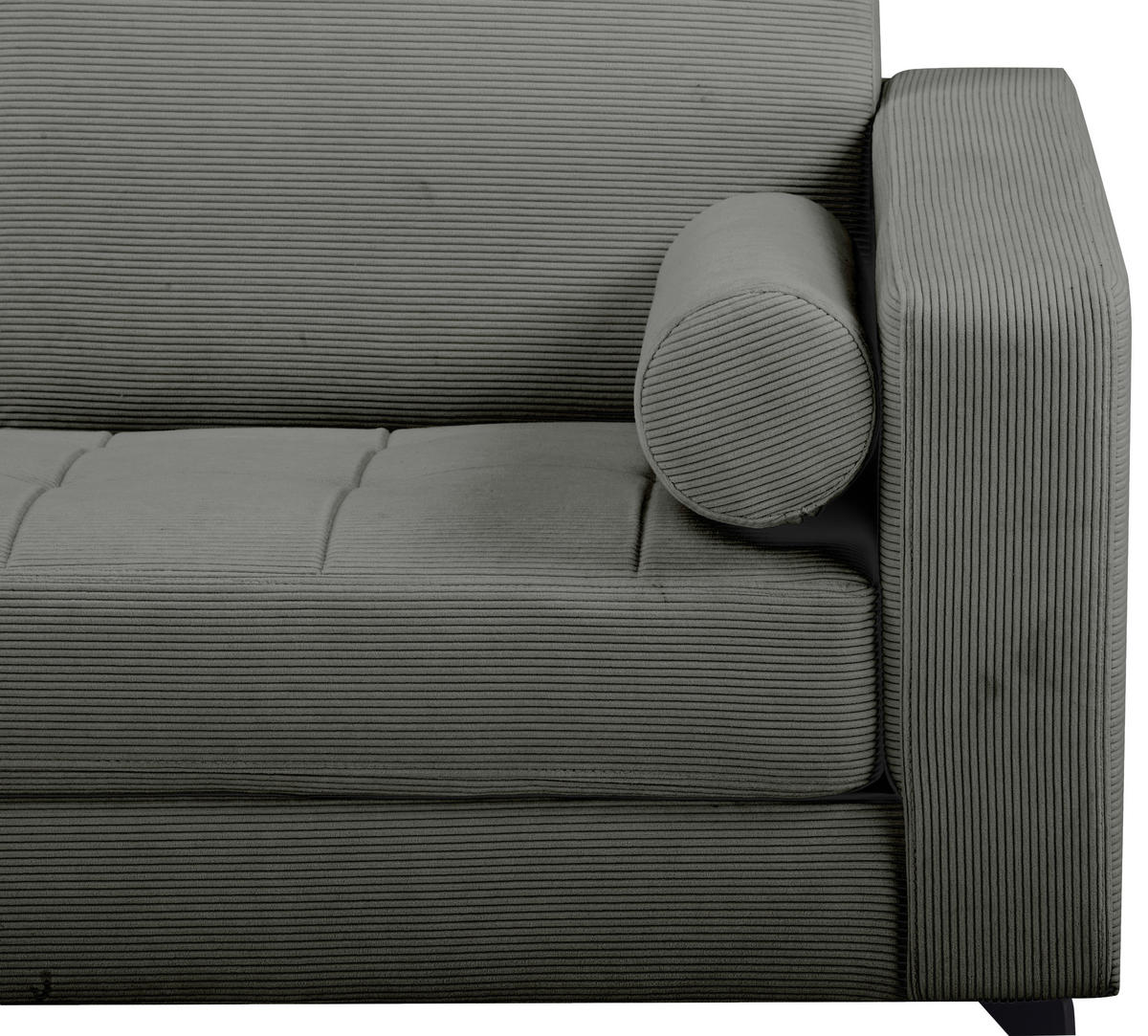 2-SITZER-SOFA Feincord Grau  - Schwarz/Grau, MODERN, Textil/Metall (142/82/76cm) - MID.YOU
