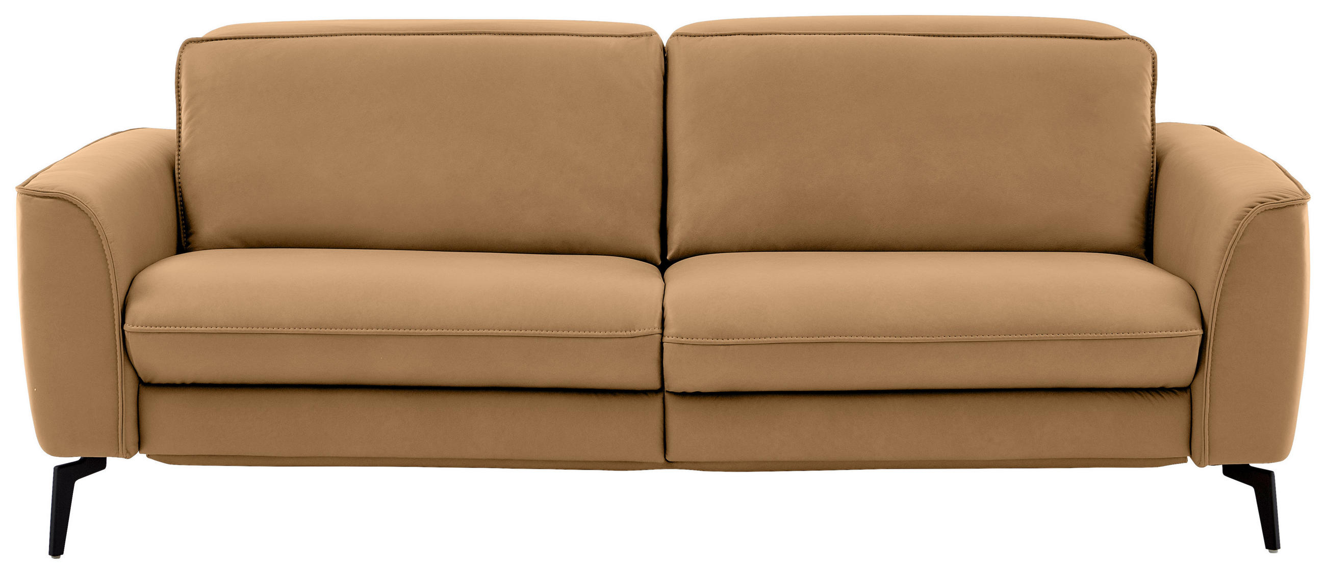 3-SITZER-SOFA in Echtleder Honig  - Schwarz/Honig, Natur, Leder/Metall (222/81/110cm) - Valdera