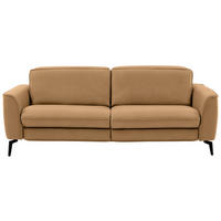 3-SITZER-SOFA in Echtleder Honig  - Schwarz/Honig, Natur, Leder/Metall (222/81/110cm) - Valdera