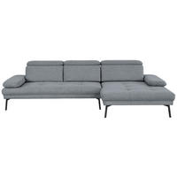 ECKSOFA More_LZ in Webstoff Graublau  296/188 cm  - Graublau/Schwarz, Design, Textil/Metall (296/188cm) - Xora