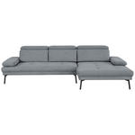 ECKSOFA Ottomane rechts, Eckteil  More_LZ Graublau Webstoff  - Graublau/Schwarz, Design, Textil/Metall (296/188cm) - Xora