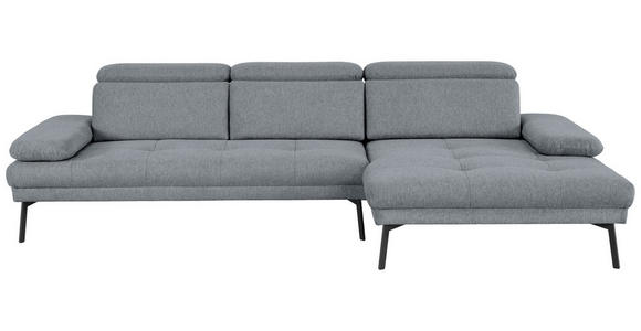 ECKSOFA Ottomane rechts, Eckteil  More_LZ Graublau Webstoff  - Graublau/Schwarz, Design, Textil/Metall (296/188cm) - Xora