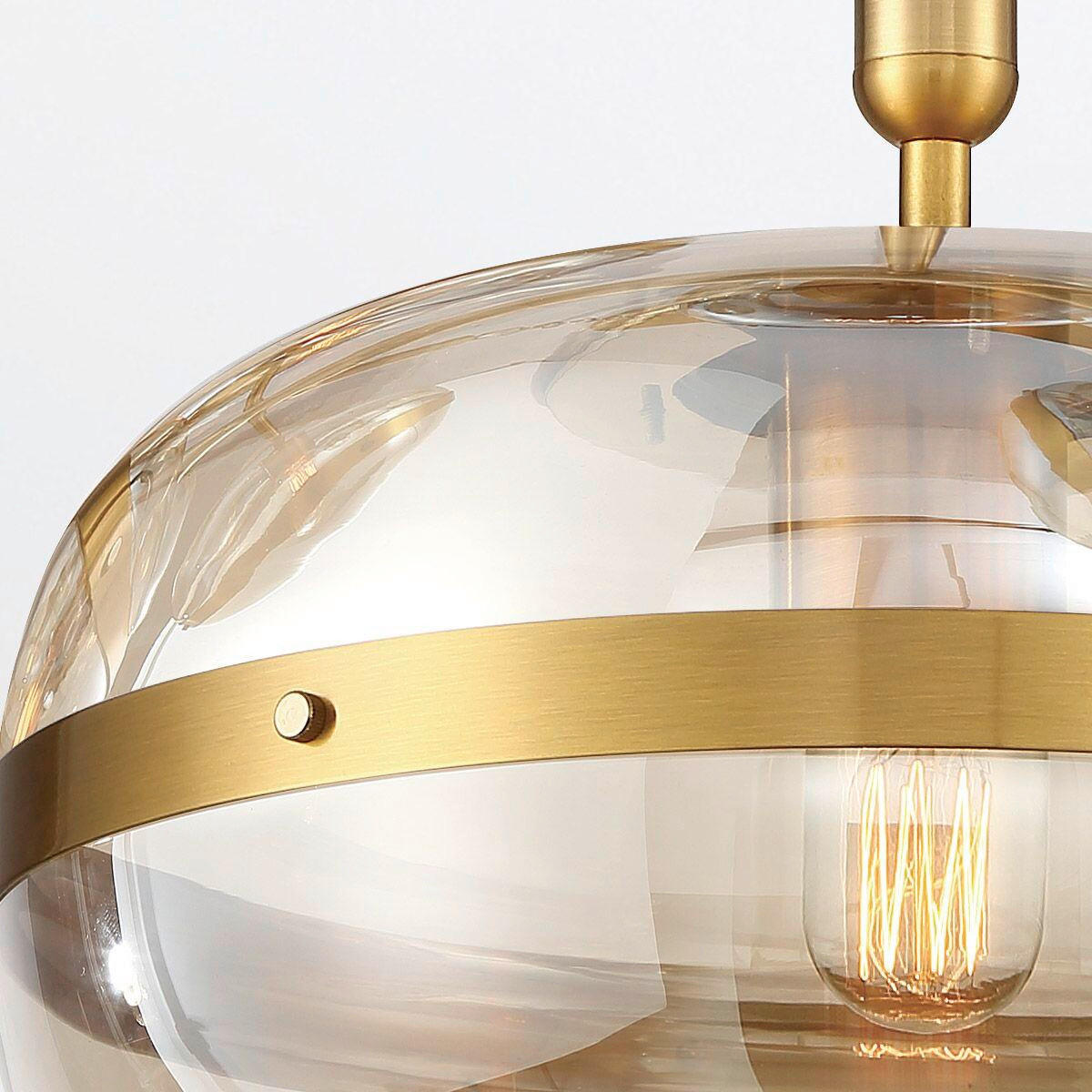 PENDELLEUCHTE 36/58,5 cm  - Messingfarben, KONVENTIONELL, Glas/Metall (36/58,5cm) - Elstead Lighting