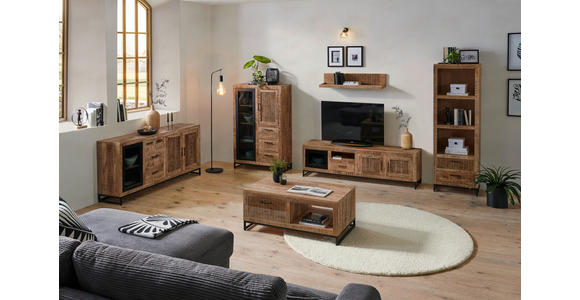 SIDEBOARD 175/80/40 cm in Naturfarben, Hellbraun - Hellbraun/Schwarz, Design, Glas/Holz (175/80/40cm) - Carryhome