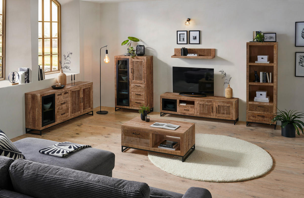 SIDEBOARD 175/80/40 cm  - ljusbrun/svart, Design, metall/trä (175/80/40cm) - Landscape