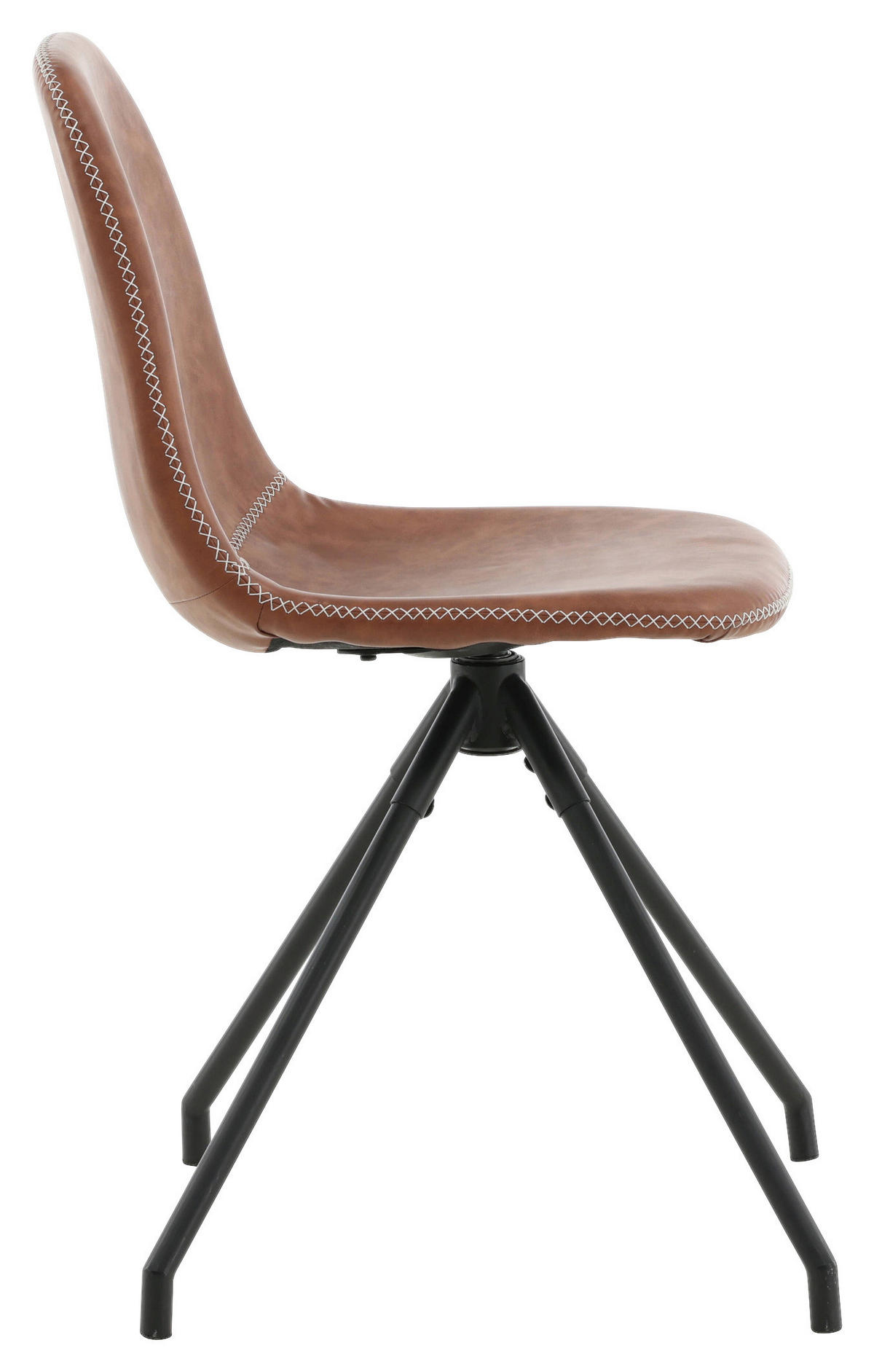 STUHL-SET 2 Stück  in Stahl Lederlook (vegan)  - Cognac/Schwarz, Design, Textil/Metall (44/88/54cm) - Livetastic