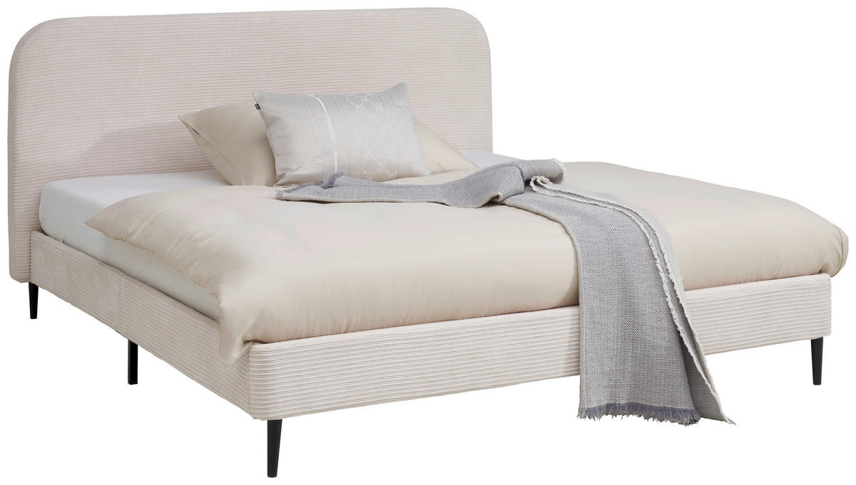 LIT REMBOURRÉ 180/200 cm  in Naturfarben  - Schwarz/Naturfarben, Modern, Holz/Textil (180/200cm) - Livetastic