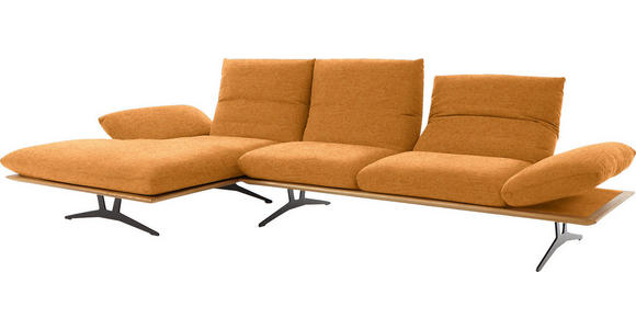 ECKSOFA in Flachgewebe Currygelb 159/314 cm - Currygelb/Schwarz, Design, Holz/Textil (159/314cm) - Dieter Knoll
