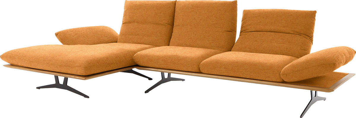 ECKSOFA in Flachgewebe Currygelb  159/314 cm  - Currygelb/Schwarz, Design, Holz/Textil (159/314cm) - Dieter Knoll