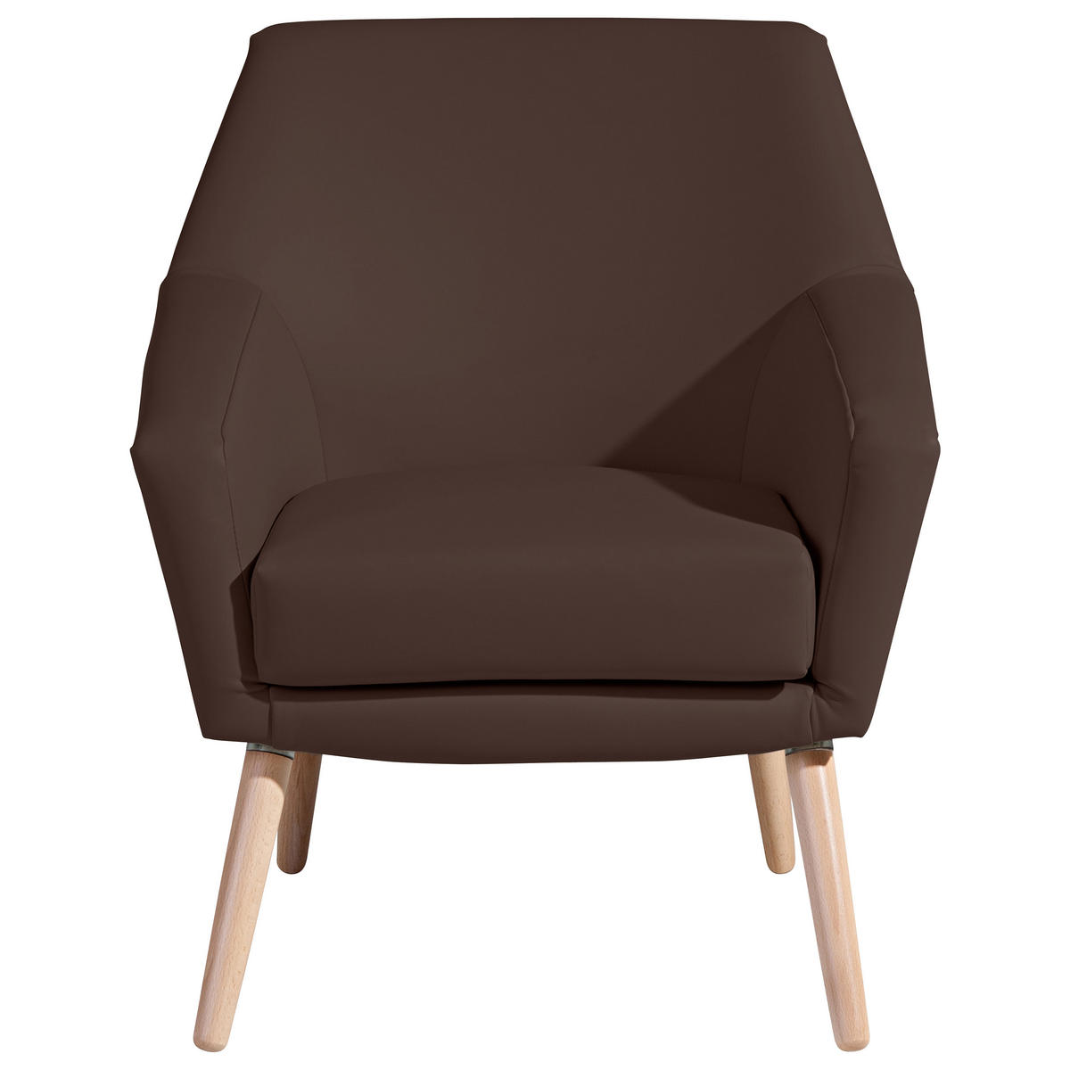 SESSEL in Lederlook Braun  - Buchefarben/Braun, Design, Holz/Textil (67/81/71cm) - Max Winzer