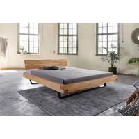 TÖMÖRFA ÁGY 180/200 cm  vad tölgy  - fekete/vad tölgy, Modern, fa/fém (180/200cm) - Livetastic