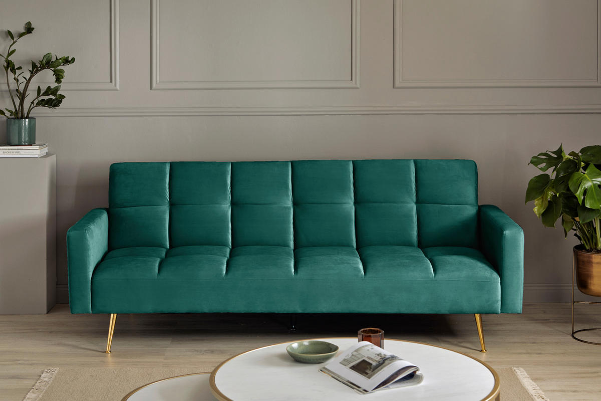 SCHLAFSOFA Grün, Opal  - Goldfarben/Opal, MODERN, Holz/Textil (213/84/84cm) - Livetastic