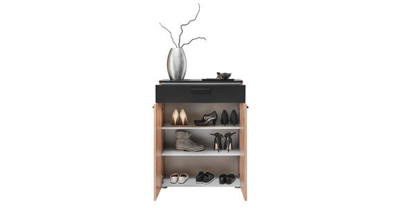 SCHUHSCHRANK 80/104/38 cm - Eichefarben/Anthrazit, KONVENTIONELL, Holzwerkstoff/Kunststoff (80/104/38cm) - Moderano