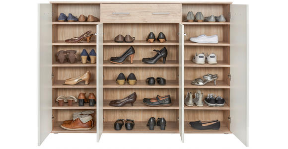 SCHUHSCHRANK 160/120/35 cm - Eichefarben/Silberfarben, Design, Holzwerkstoff/Kunststoff (160/120/35cm) - Xora