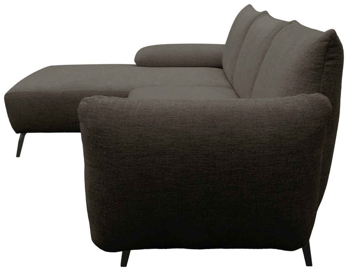 ECKSOFA 200 030 Dunkelbraun Chenille  - Beige/Dunkelbraun, MODERN, Textil/Metall (155/274cm) - Livetastic