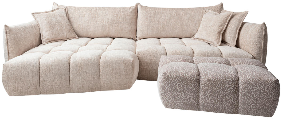 ECKSOFA Beige Chenille Zierkissen, Rückenkissen, Rücken echt  - Beige/Schwarz, Design, Kunststoff/Textil (156/302cm) - Lomoco