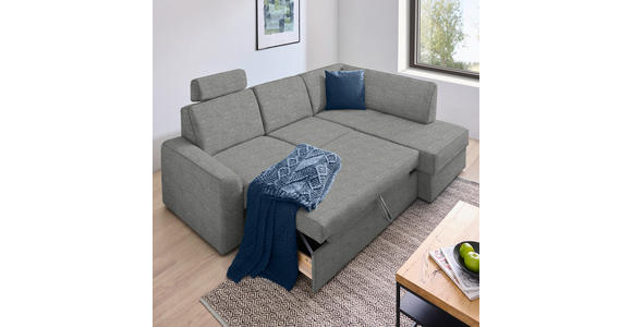 ECKSOFA in Webstoff Hellgrau  - Hellgrau/Schwarz, KONVENTIONELL, Kunststoff/Textil (224/165cm) - Xora