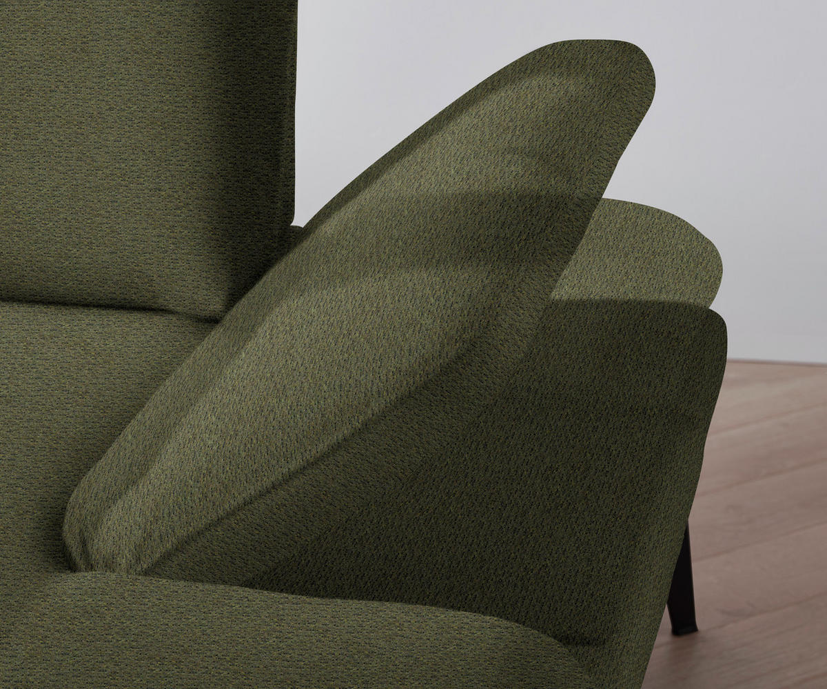 ECKSOFA Grün Chenille  - Schwarz/Grün, Design, Textil/Metall (180/289cm) - Stylife