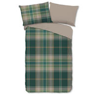 WENDEBETTWÄSCHE 2-teilig Good Morning Flanell, Biber 140/200 cm  - Dunkelgrün/Perlmutt, Basics, Textil (140/200cm)