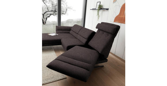 ECKSOFA Mokka Flachgewebe  - Schwarz/Mokka, Design, Textil/Metall (176-217/279-327cm) - Dieter Knoll
